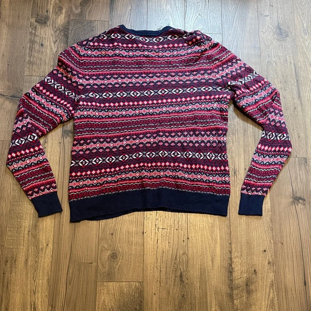 Vineyard Vines Mens Fair Isle Cashmere Lambswool Blend Sweater Navy Red M